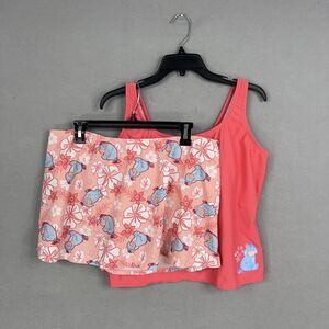 Disney Eeyore Tankini Swimsuit Womens 12 Pink Floral Skirt Set Winnie the Pooh